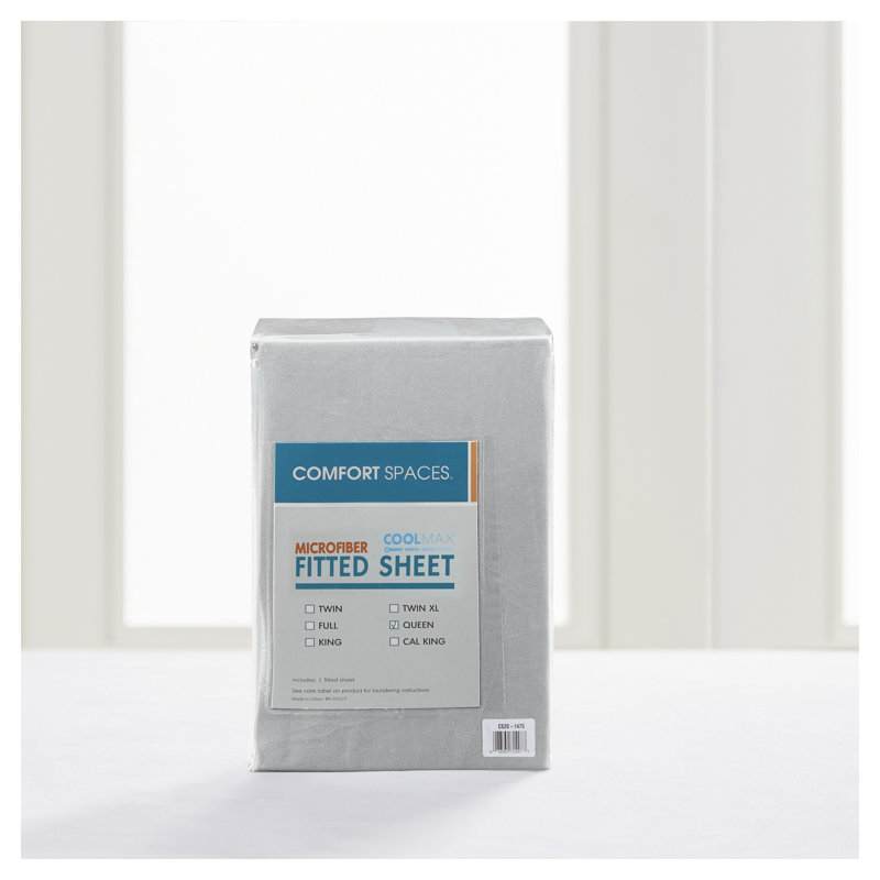 Drap-housse en microfibre pour lit simple XL avec technologie Coolmax, gris, Twin Extra Long