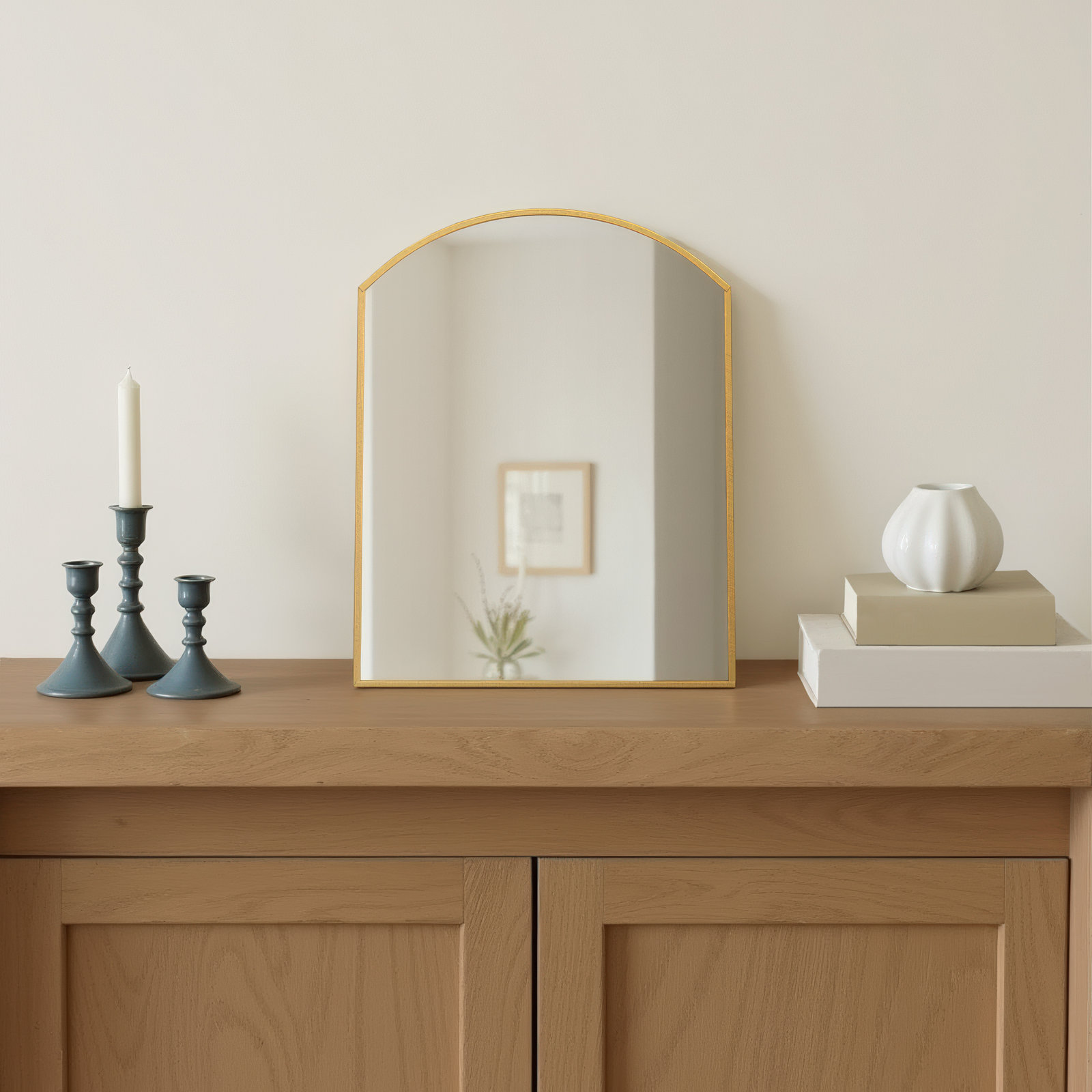 Pemberley Arched Metal Framed Standing Mirror