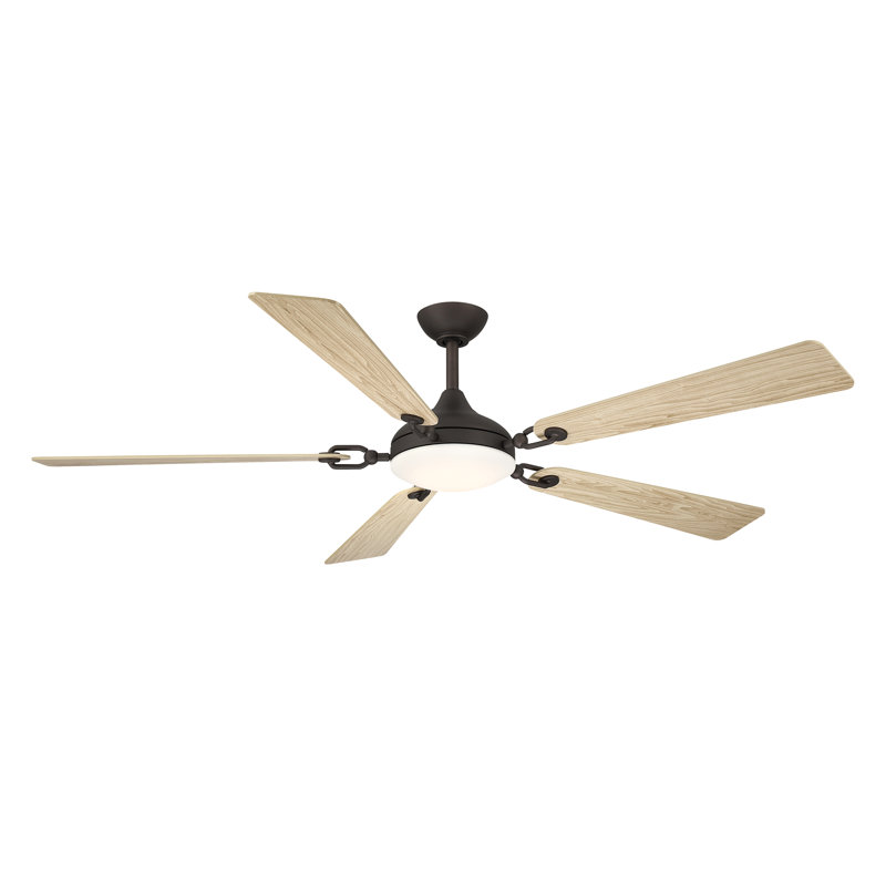 Cadena 65" 5CCT LED Smart Ceiling Fan, White Oak, Bronze