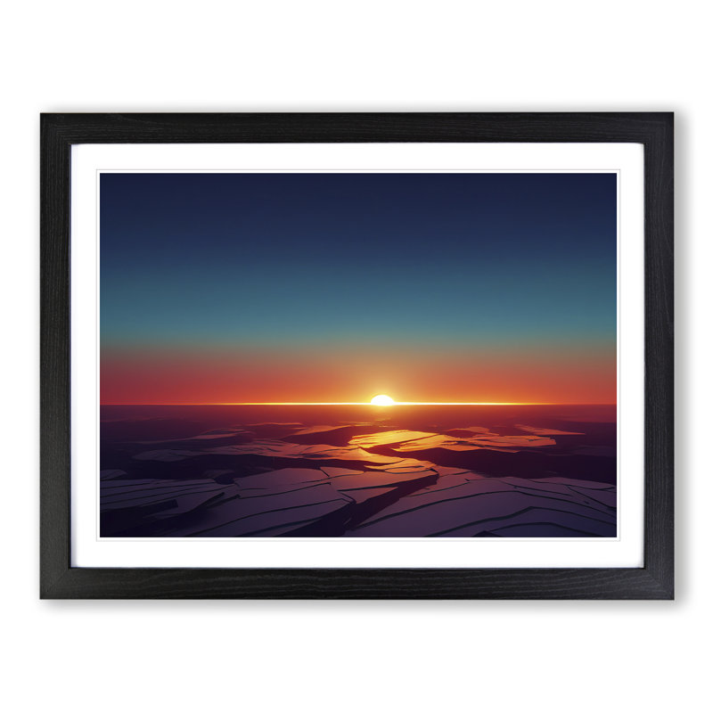 Dashing Sunset - Single Picture Frame Print, Black, 34cm H x 46cm W x 2cm D