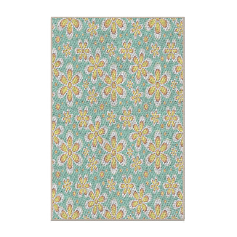 Tapis vert à motif floral Selin, Rectangle 5 pi x 7 pi