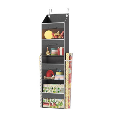 Over Door Wrapping Paper Organizer Storage With 3 Removable Drawers , Side Pockets , Dual Use Design With Elastic Straps