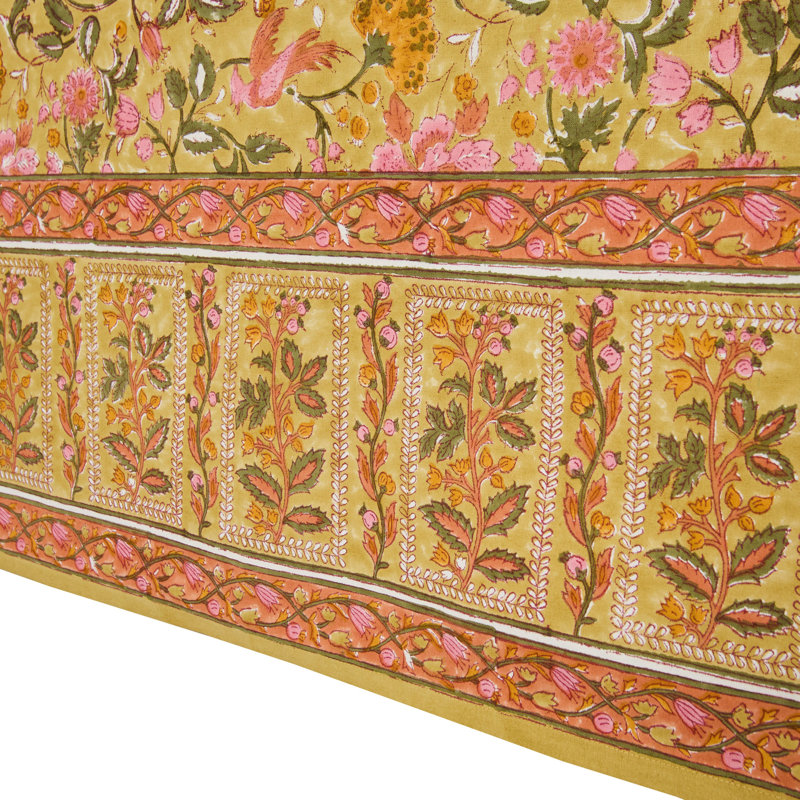 Damaris Tablecloth - Pink/Mustard - 71" x 142", 142" L x 71" W