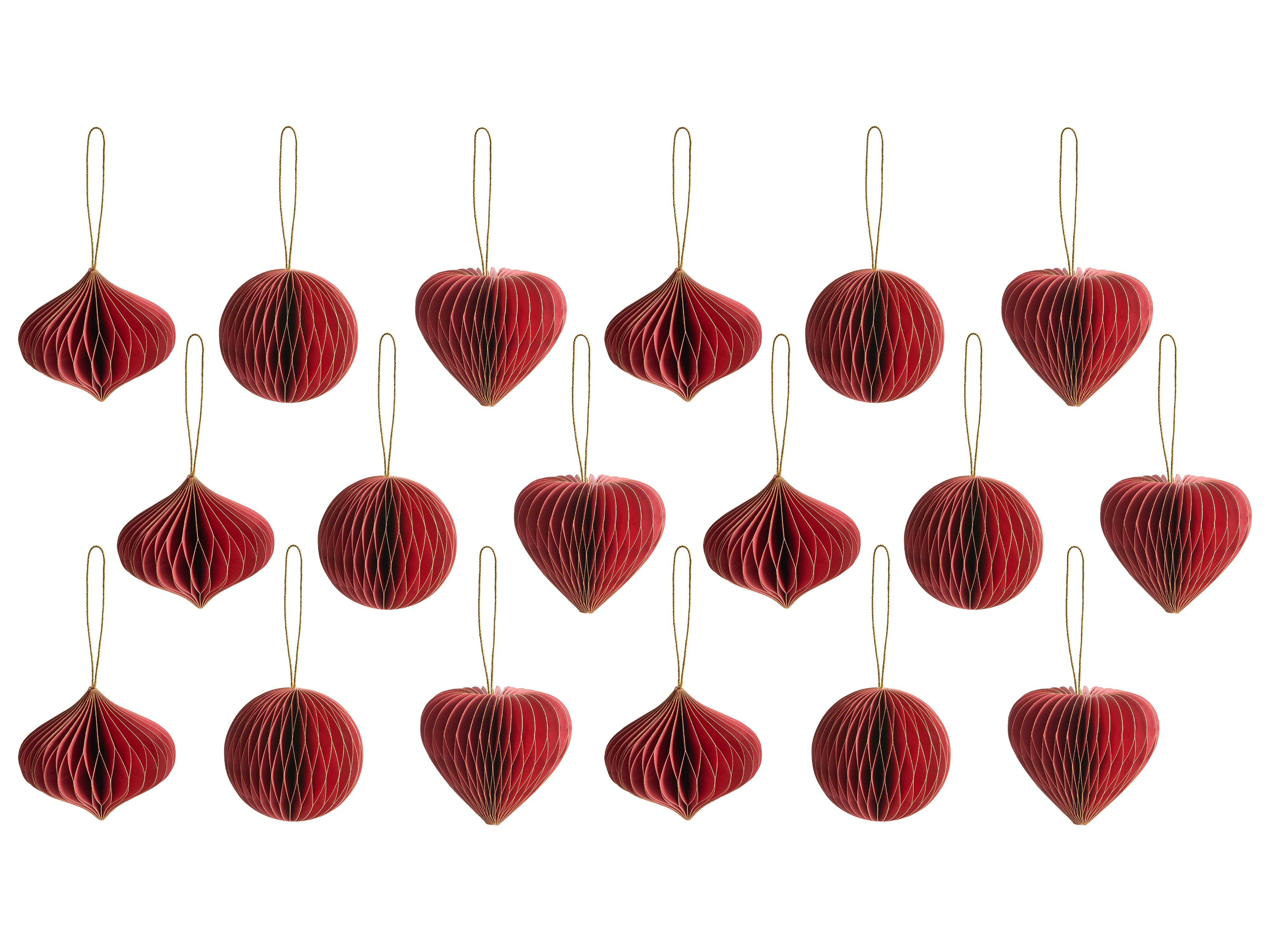 Mikado Living Set of 18 Christmas Tree Ornaments SUSA Paper Red ...