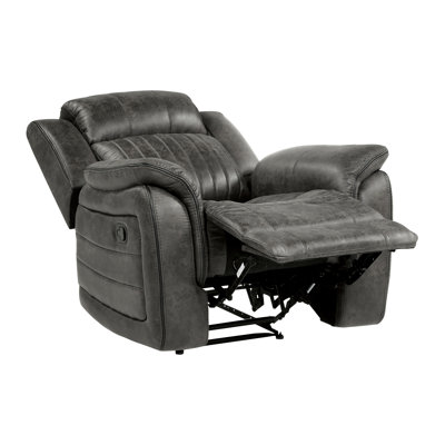 Classic Brownish Gray 1Pc Reclining Chair Plush Comfort Pillow-Top Arms Vertical Tufting Solid Wood Transitional Living Room Furniture