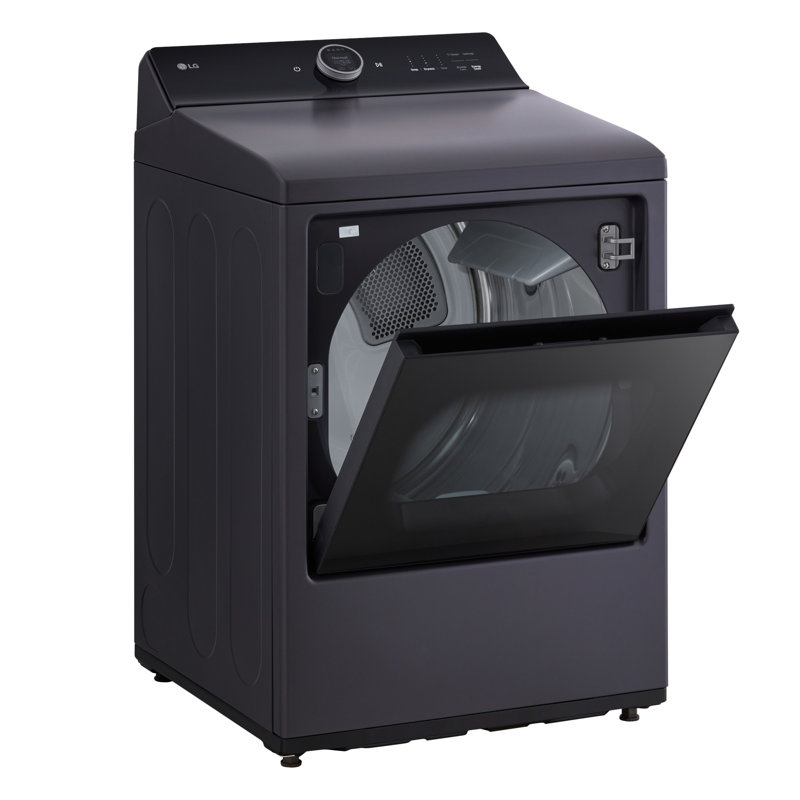 LG Ultra Large Capacity Rear Control Gas Dryer with EasyLoad, Door, AI Sensing and TurboSteam, Matte Black, 7.3 cu. ft.