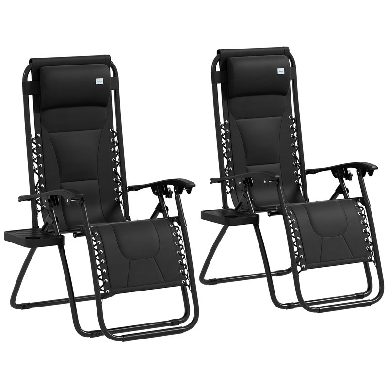 89cm Long Chaise Lounge Set, Black