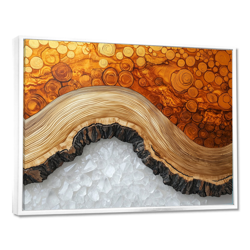 Or de la rivière North Amber I - forêt, art mural, H 24 po x l 32 po, Cadre flottant, Blanc