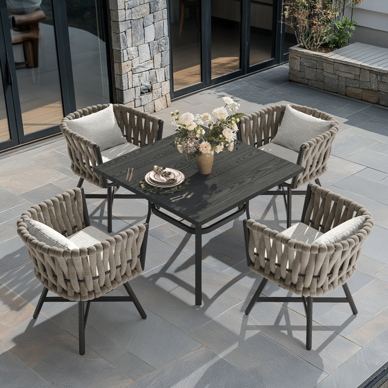 Arlend 4-Person Outdoor Dining Set with Cushions