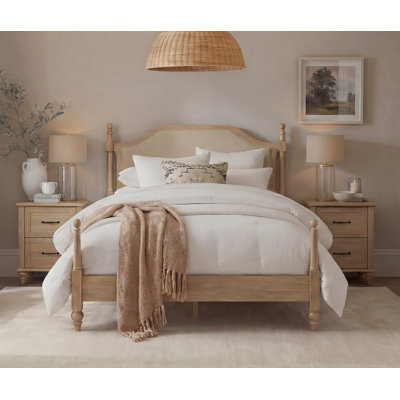 3 Piece Bedroom Set, Queen Size Bed Frame With Headboard & Set Of 2 Nightstands With 2 Drawers, Oak