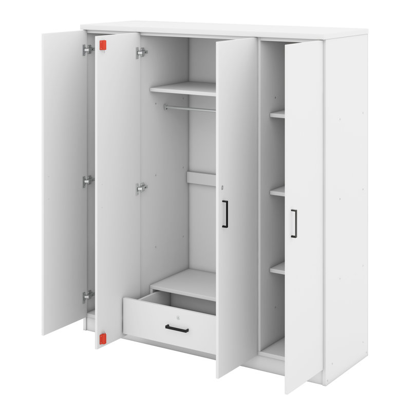 Armoire classique 4 portes avec 1 tiroir, White