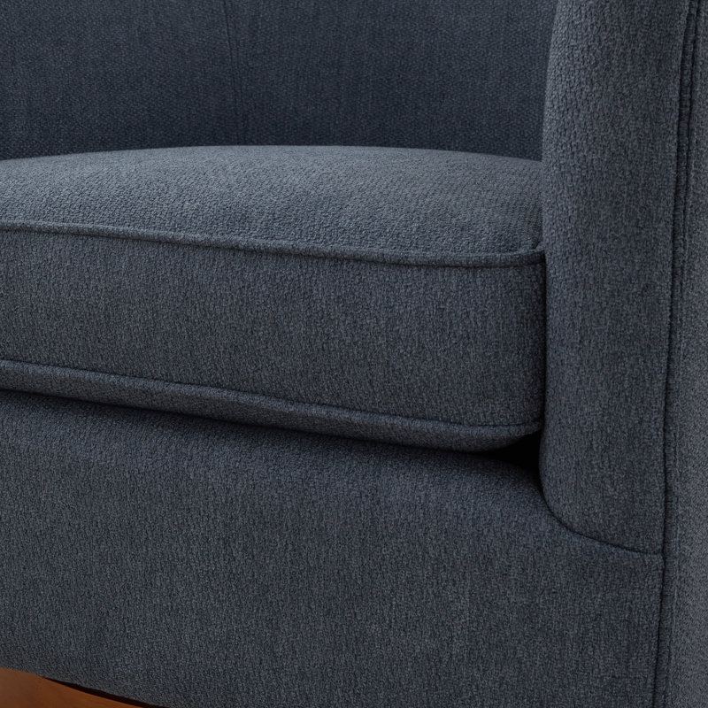 Chaise bleue avec chenille et base pivotante brune à 360 degrés, sans assemblage de tissu, Bleu