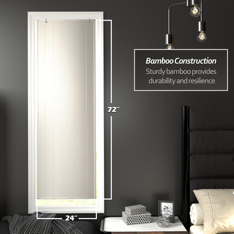 Bamboo Window Shade Blind - White, 24"W x 72"L