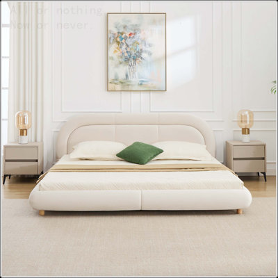 Lit plateforme tapissier courbé moderne avec tête de lit arrondie Modern