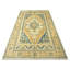 Tapis bleu / beige en laine noué à la main de conception unique des années 1960 de 6 pi 4 po x 11 pi 9 po
