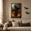 Chat noir portant un chapeau de sorcière avec une décoration d'Halloween Jack O-1475051539