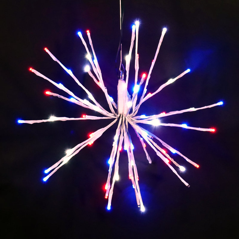 LED Twinkle Lantern, Red/Blue, 60 lights