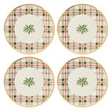 Holiday Plaid Accent Plates, Set of 4