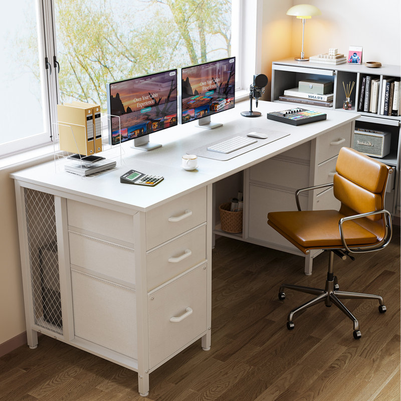 Bureau d'ordinateur avec rangement à tiroirs Lorena