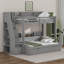 Lit simple superposé au dessus d'un lit double avec escalier de rangement, lit gigogne, tablettes de rangement et port USB-1899878347