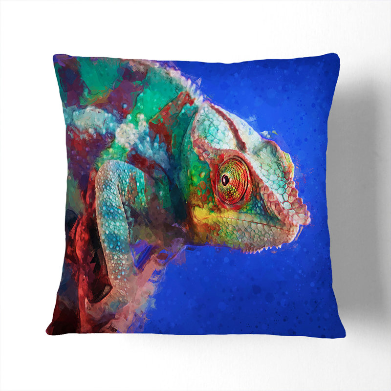 A Chameleon In Abstract Square Throw Cushion, 40 x 40 cm