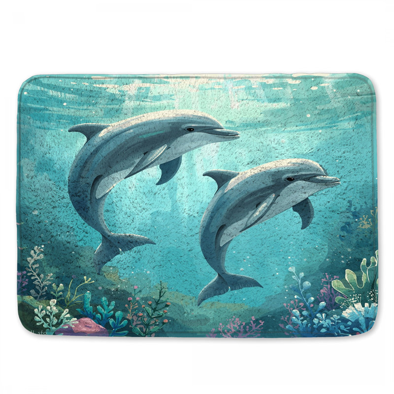 Tapis de bain Dolphins, L 24 po x L 17 po