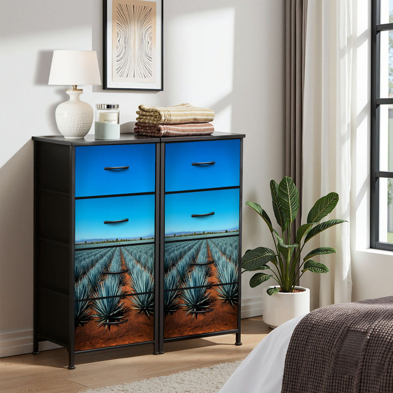4 Drawer Dresser for Bedroom, Narrow Chest of Drawers, Wooden Top and Study Iron Frame 18"x37.5"-(WxH)