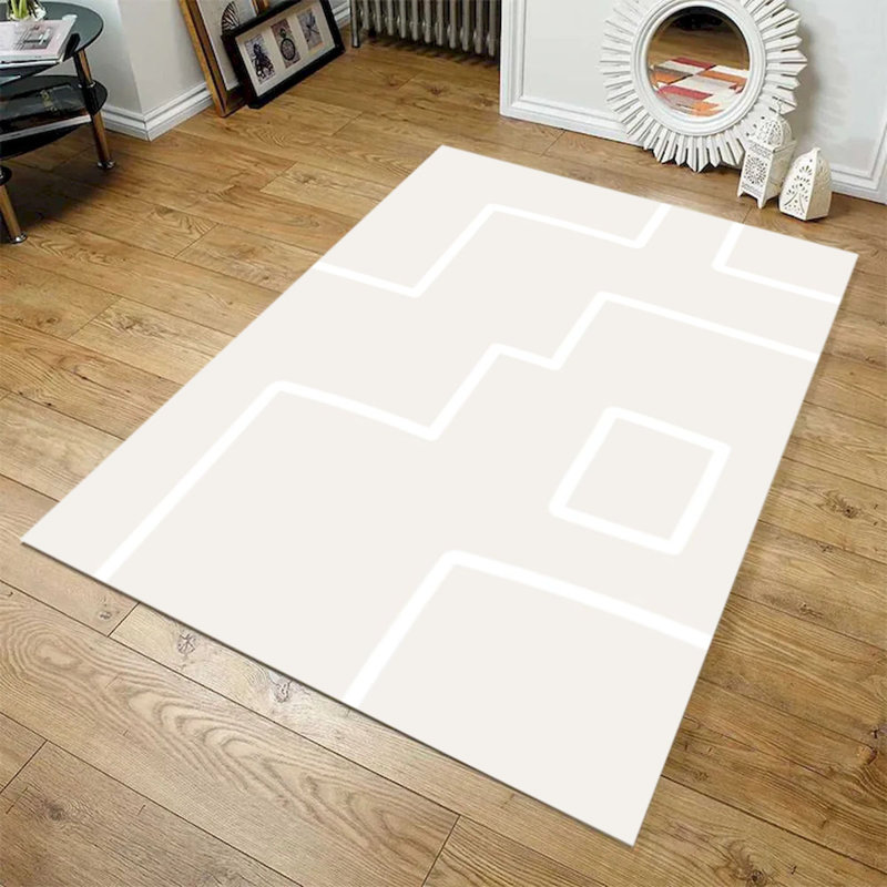 Tapis à motif sherpa crème et blanc, Rectangle 2 pi x 3 pi
