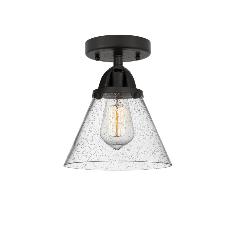 Plafonnier semi-encastré en verre à DEL, H 9,5 po x l 7,75 po x P 7,75 po, Grainé, Noir mat