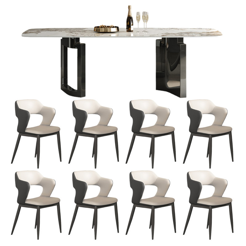 Table de salle à manger et chaise Light Luxury, H 29,5 po x L 86,6 po x l 35,4 po