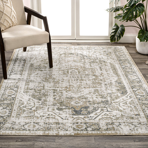 Bungalow Rose Performance Green/Cream Rug | Wayfair