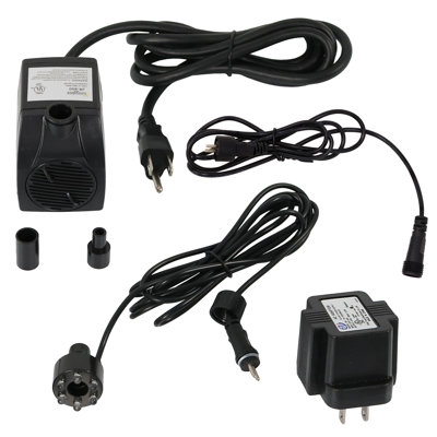 Pompe électrique submersible Camille pour fontaines de table avec anneau lumineux à DEL et transformateur - 40 GPH