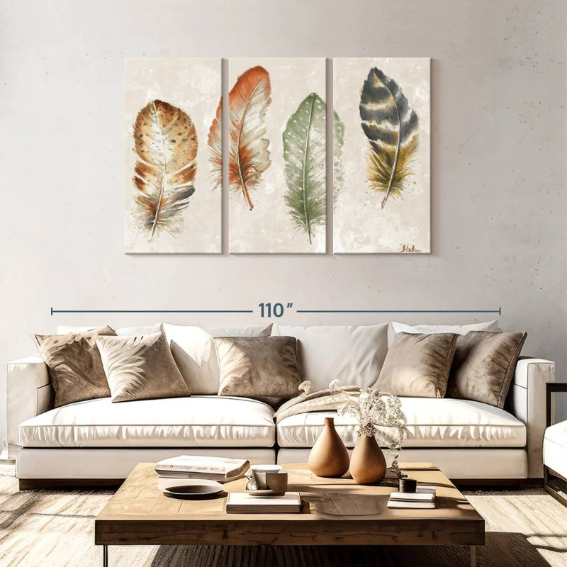 Plumes aquarelle Kerner, H 48 po x l 74 po