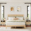 Grand lit plateforme en bois massif avec tête de lit en rotin Boho-1457258672-1469483821-1457258677