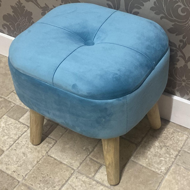 Premium & Hand-Finished Gershwin 30cm Velvet Ottoman – Tufted Square Footstool with Lift-Off Storage Lid for Living Room, Office