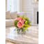 Pink and Green Real Touch Rose Orchid Centerpiece in Glass Vase