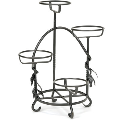Cascading Tiered Plant Stand For Indoor And Outdoor Use, Hand-Forged Wrought Iron Display Holder For Pots, Succulents, And Home Decor