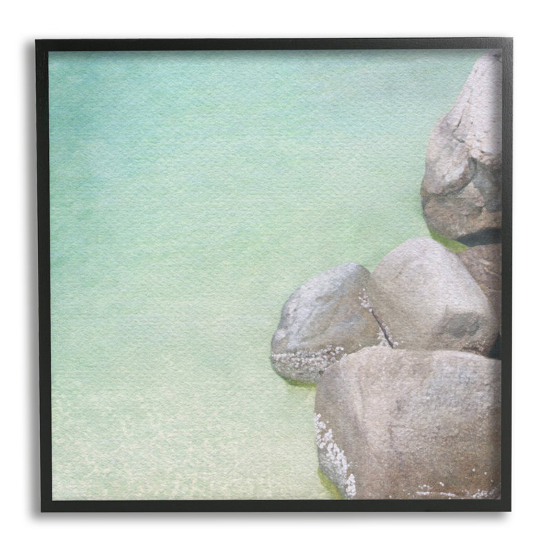Océan, roches sur la côte, estampe numérique, art par LSR Design Studio, Cadre noir, H 24 po x l 24 po x P 1,5 po