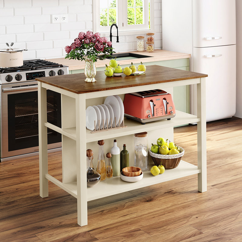 Table de salle à manger en bois massif avec îlot de cuisine 45 po