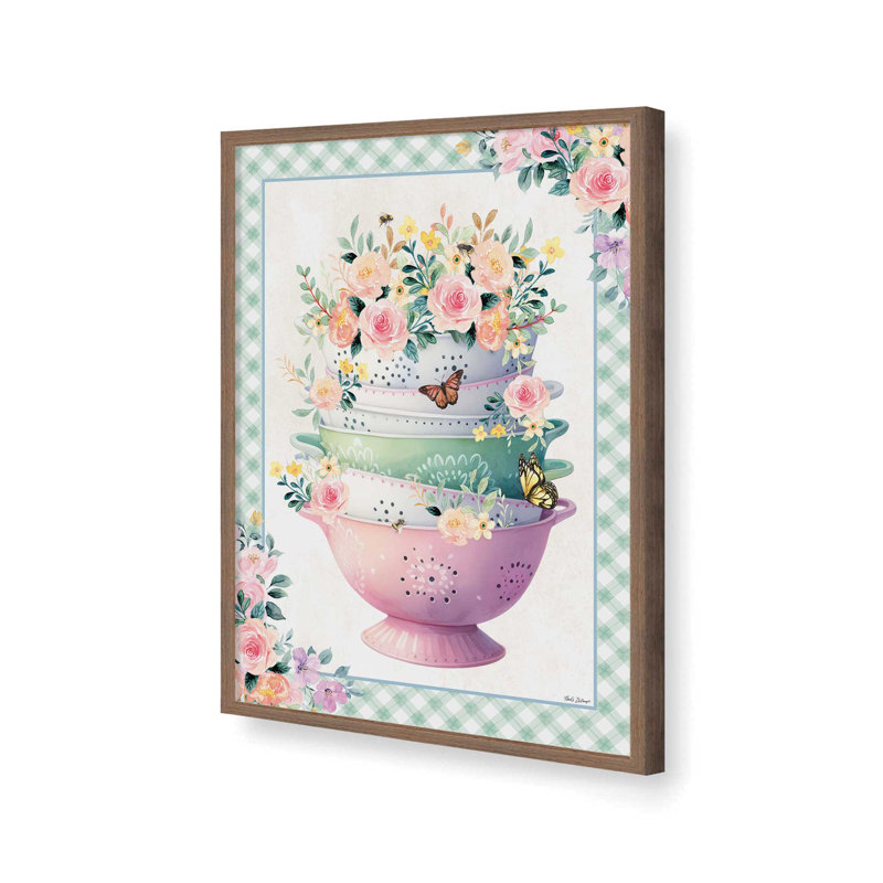 «In the Kitchen Floral Passander» par Nicole DeCamp, reproduction d'art, L 18 po x H 24 po, Brun, Impression encadrée