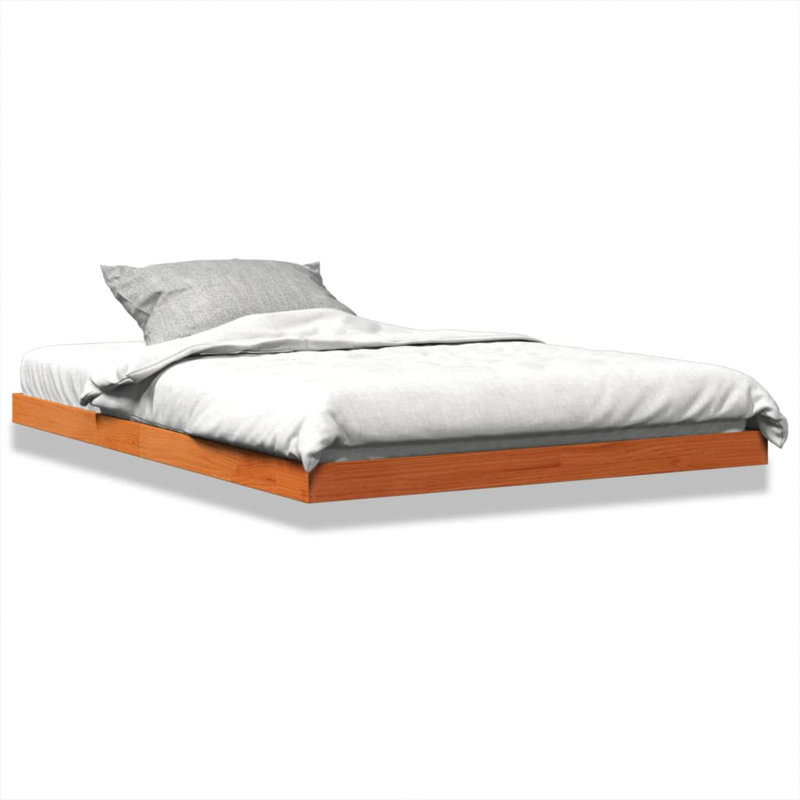 Vidaxl Bed Frame Wax Double Solid Wood Pine, Double (135 x 190 cm), Brown
