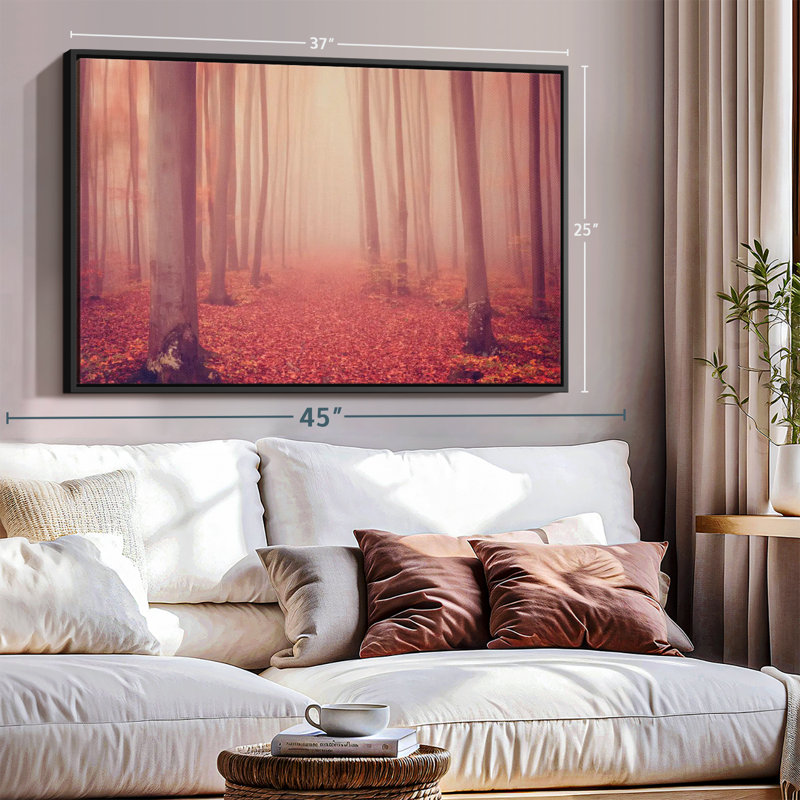 Nature «Foggy Red Forest Canvas Print», H 25 po x l 37 po