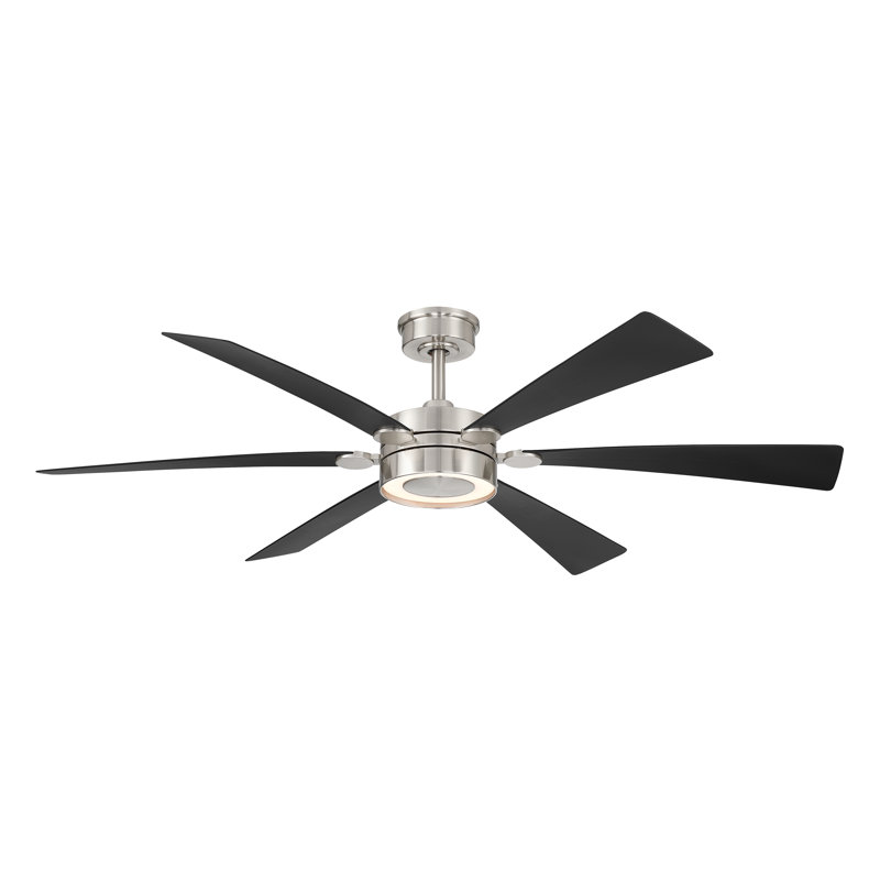 Brenix 60" 5CCT LED Smart Ceiling Fan, Nickel, Coal