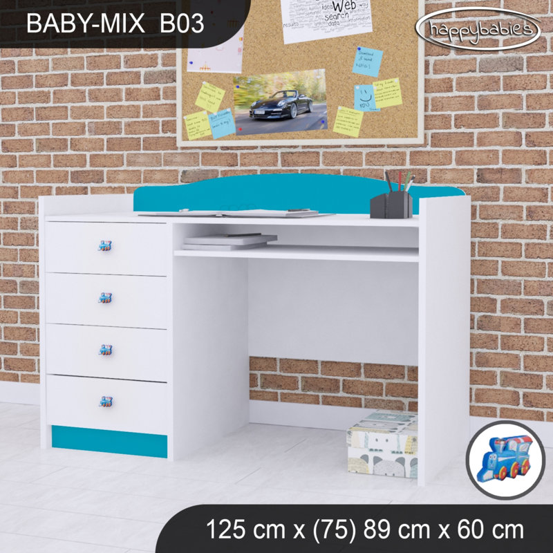 125cm Computer Desk, Blue