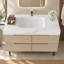 Meuble-lavabo moderne de 89 cm (35,05 po) avec lavabo encastré, comptoir en pierre frittée, bois massif multicouche imperméable, 4 tiroirs, autoportant ou mural