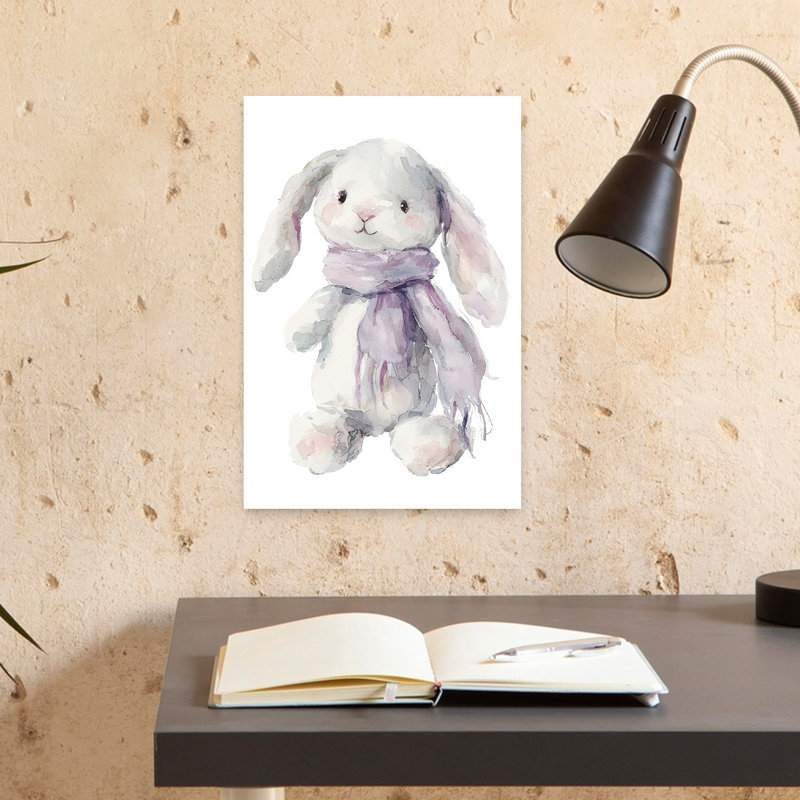 Sweet Rabbit With Scarf Contemporary Rabbit Forest Wall Art Print 1 Piece Wrapped Canvas Wall Art, 45.72cm H x 30.48cm W