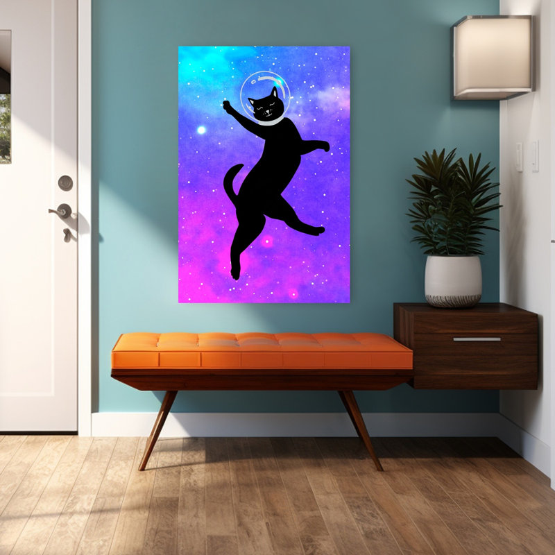 Art contemporain contemporain, paysage de chat abstrait, H 48 po x l 32 po