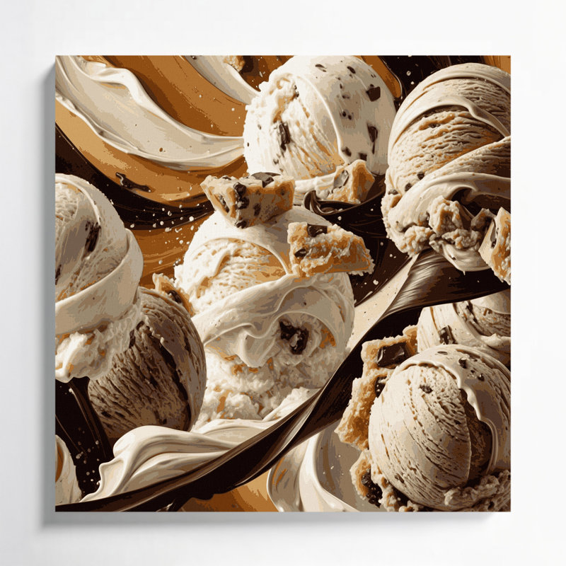 Desserts, pâte à biscuits, crème glacée, art mural sur toile beige, H 12 po x l 12 po