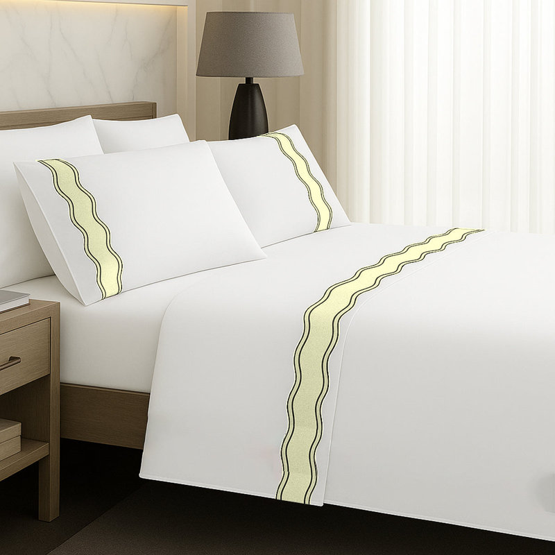 Linen Frame Trim Sheet Set, Ivory, Queen Sheet Set