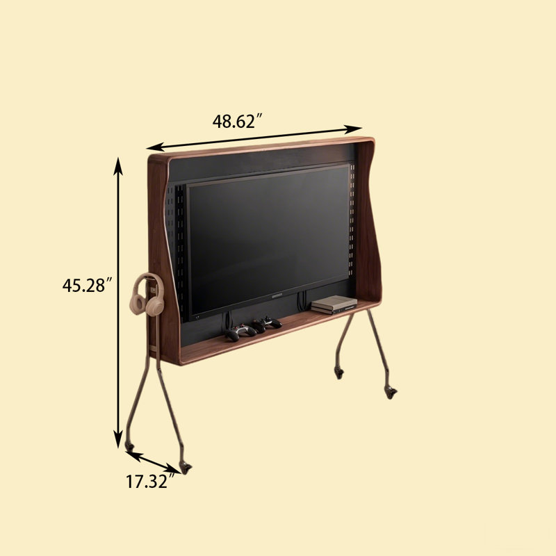 Retro Brown Solid Wood Movable TV Stand | Wayfair